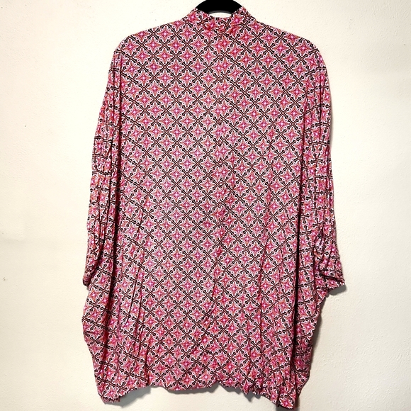 Victoria's Secret Open Front Kimono Robe Boho Beach Cover-up Geometric Print M/L - Picture 4 of 11